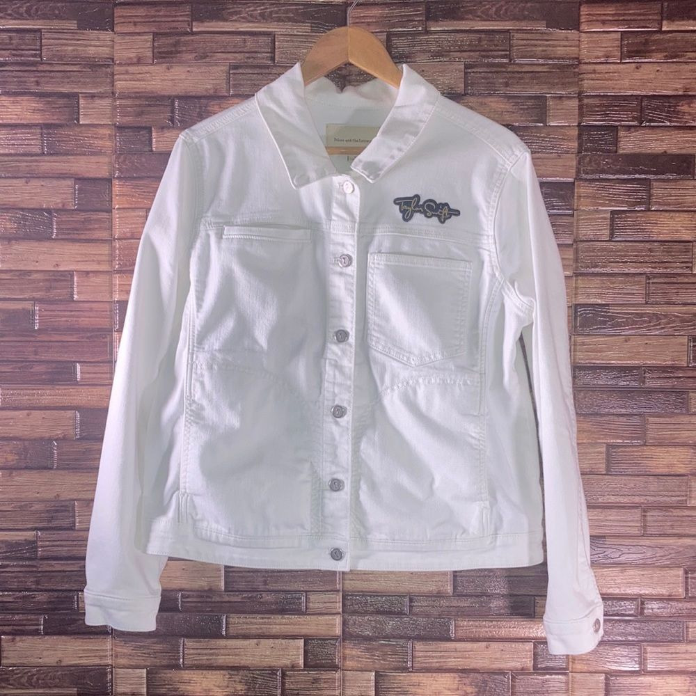 Unisex Upcycled Large White Pilcro & The Letterpress Taylor Swift Jacket